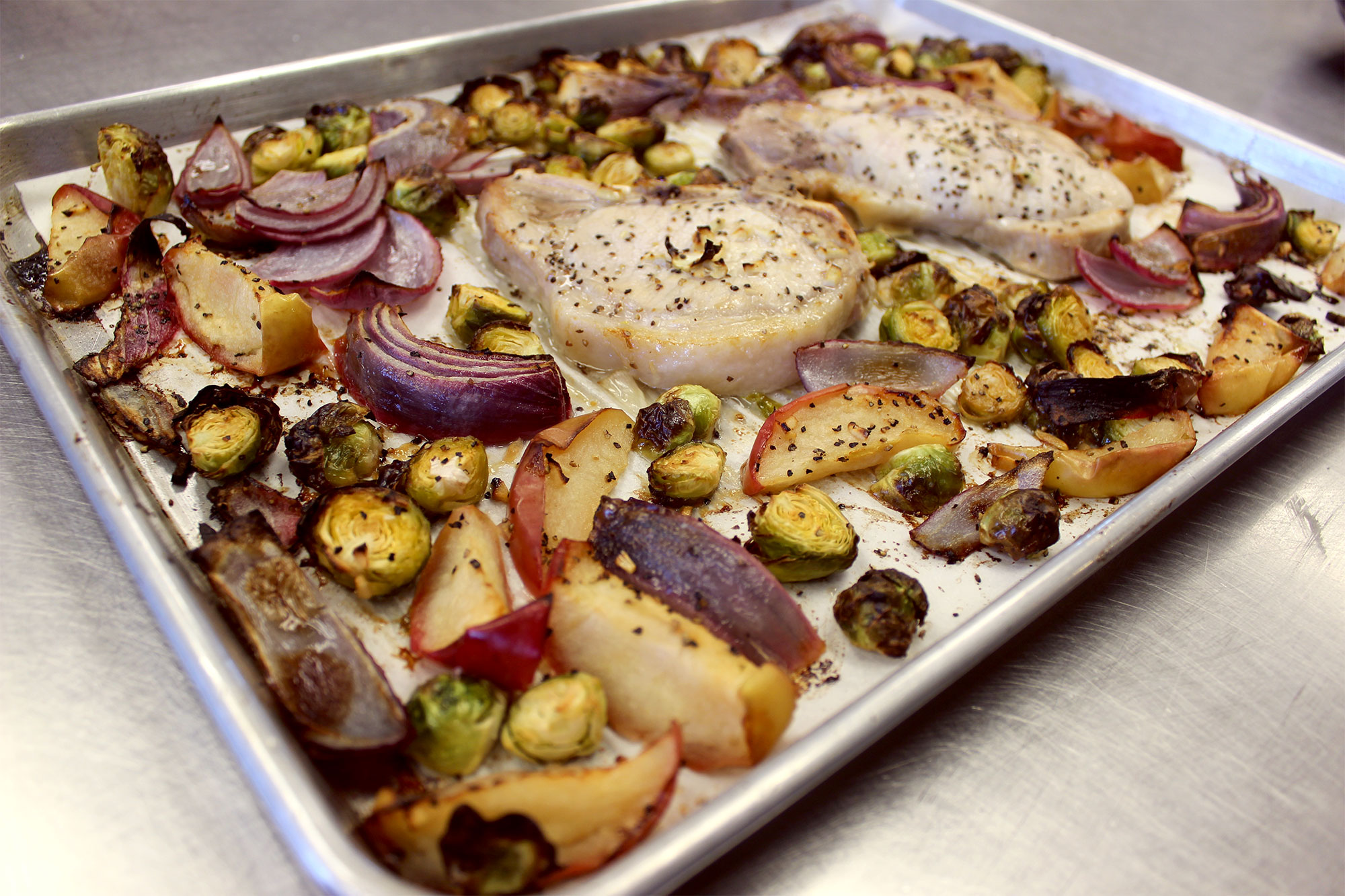 pork chops sheet pan dinner recipe 